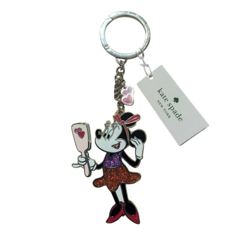 Disney x Kate Spade New York Minnie Mouse Bag Charm Keychain Mirror Glitter NWT